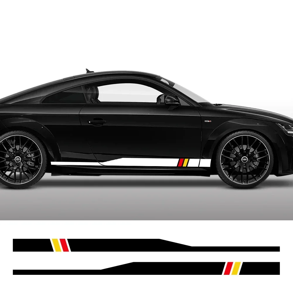 2Pcs Creative Long Side Stripes DIY Car Body Decoration Decals For Audi TT 8N MK1 MK2 8J Coupe MK3 8S Roadster TFSI Accessories