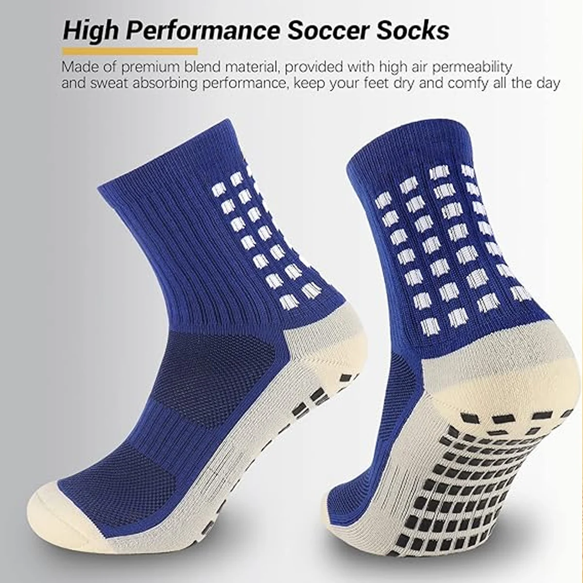 4 Pairs Of Women\'s And Children Football Socks With Non-Slip Grip And Football Cushioning Designed For Anti-Slip Grip In Sports