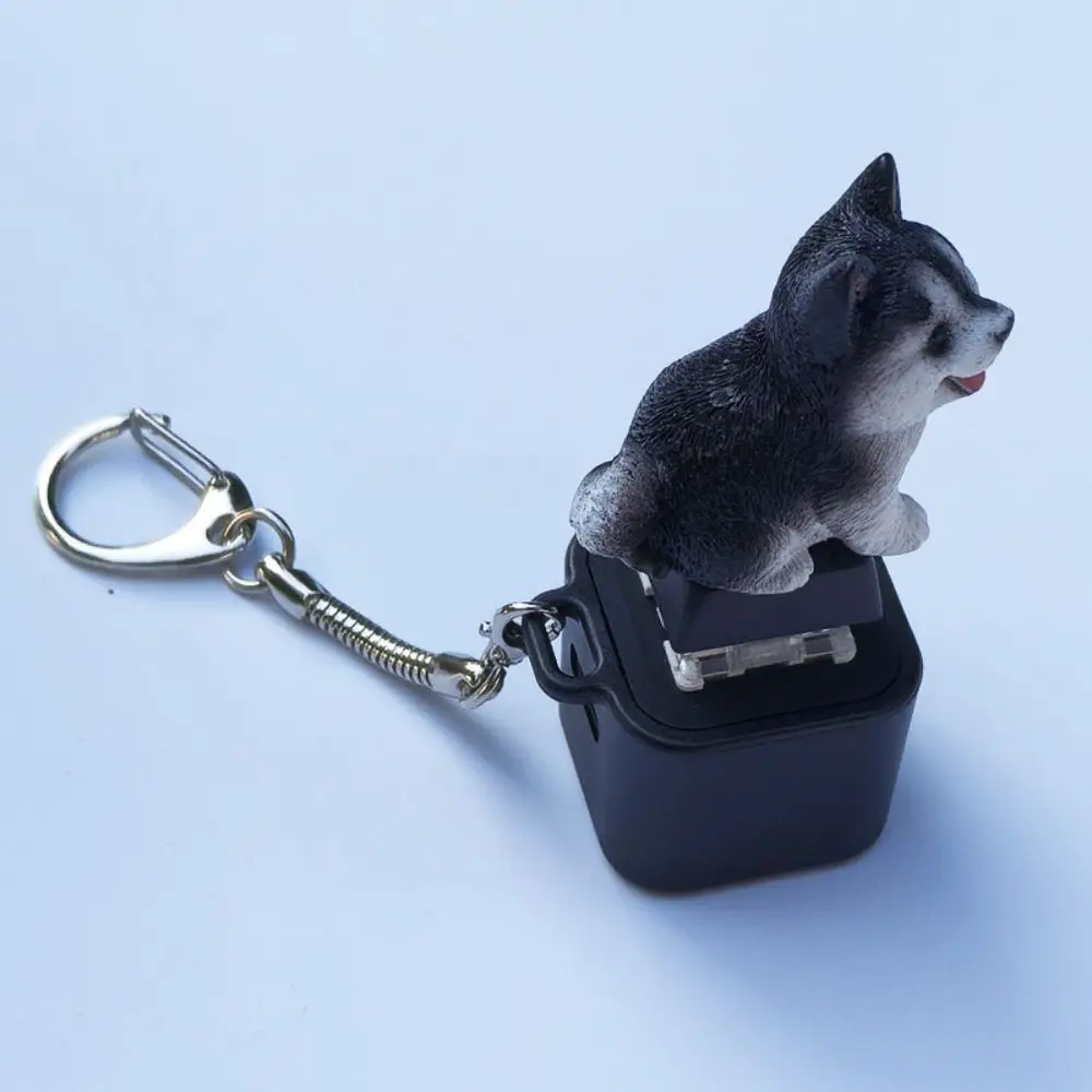 Rechargeable Fidget Button Key Chain Sounding Glowing Animal Keycap Cute-Animal Clicky Sound Light Key Ring Daily Entertainment