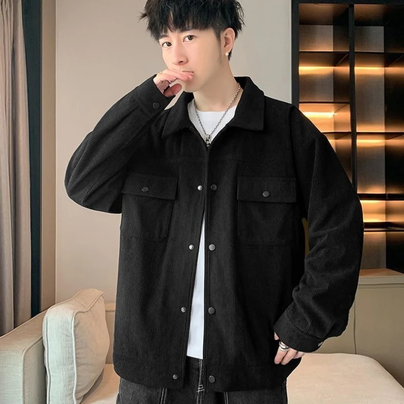 

​ Осень-зима 2025: Корейская вельветовая куртка для мужчин, свободная повседневная верхняя одежда с модным дизайном ​
