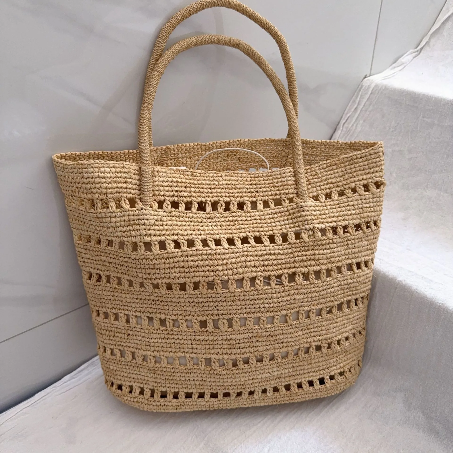 

Rattan Tote Bag ,Women's Straw Woven Handbag,Fashion Handmade Hollow Out Handbags For Women Elegant Purse