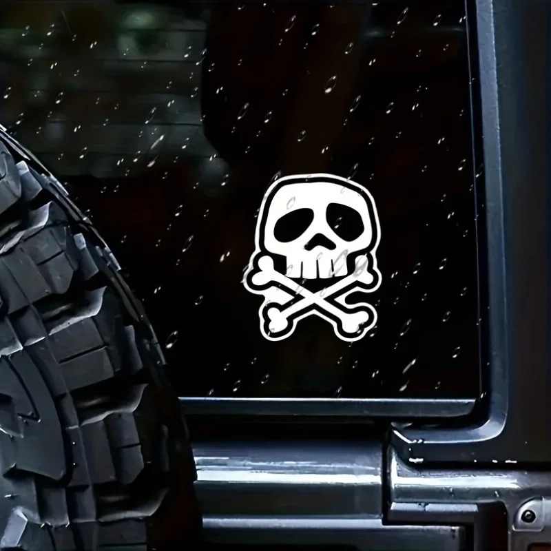 

1PC Retro Punk Rock Skull Stickers,With Bold Black & White Design, High-Quality Skull Auto Accessories & Boat Decor
