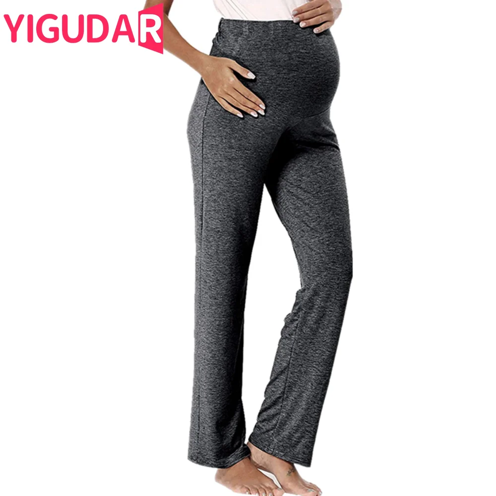 

Women's Maternity Fold Over Comfortable high waist Lounge Pants Versatile Comfy Stretch Pregnant Trousers Pregnancy Clothing