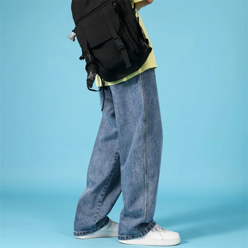 Spring Wide-leg Jeans Men's Fashion Casual Korean Jeans Men Streetwear Loose Hip-hop Straight Denim Trousers Mens Jeans Pants