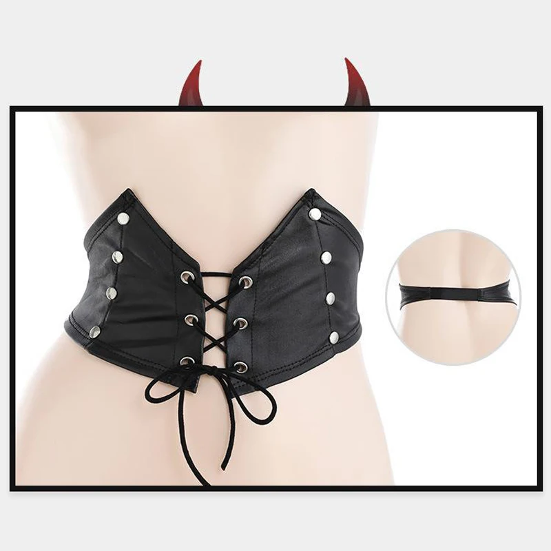 2022 Halloween Devil Cosplay Costume Rivet Straps Devil Wings Leather Lingerie Women Girl Sexy Dark Night Demon Pajamas Outfits