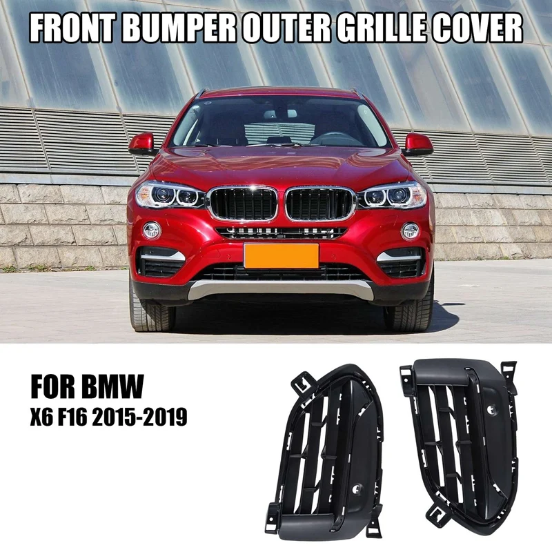 

1Pair Front Bumper Outer Grille Cover Replacement Parts Accessories Fit For BMW X6 F16 2015-2019 51117319777, 51117319778