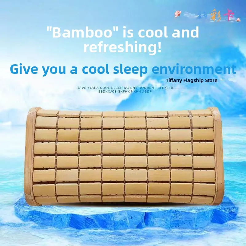 Hard Bamboo Pillow Hollow out Breathable for Steam Sauna Neck Support Adult Rectangular Single Person Chinese Style Bedding