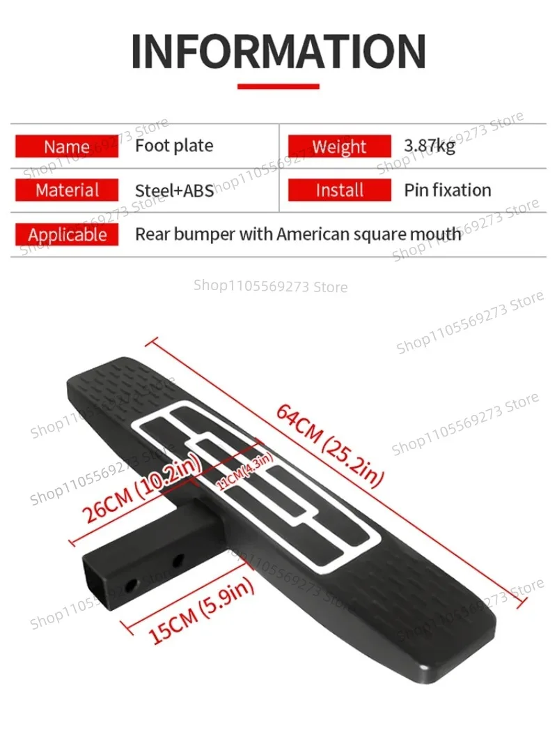 LH0 Rear bumper American square foot pedal Applicable to 2-inch standard American square mouth Off road modification accessories