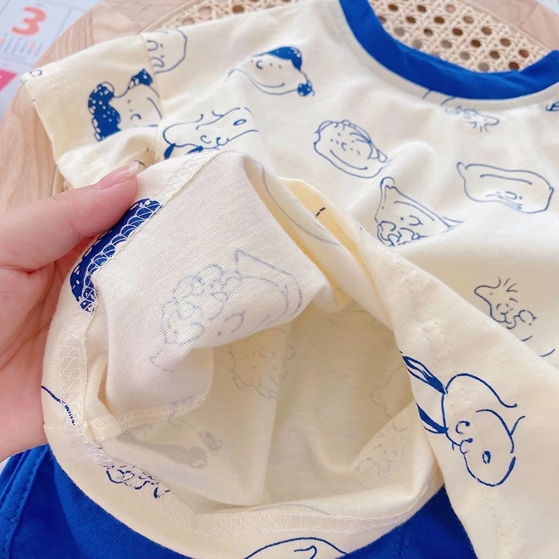 Verão crianças roupas de algodão terno meninas conjuntos dos desenhos animados t e shorts 2 pçs meninos casuais terno roupas do bebê meninas