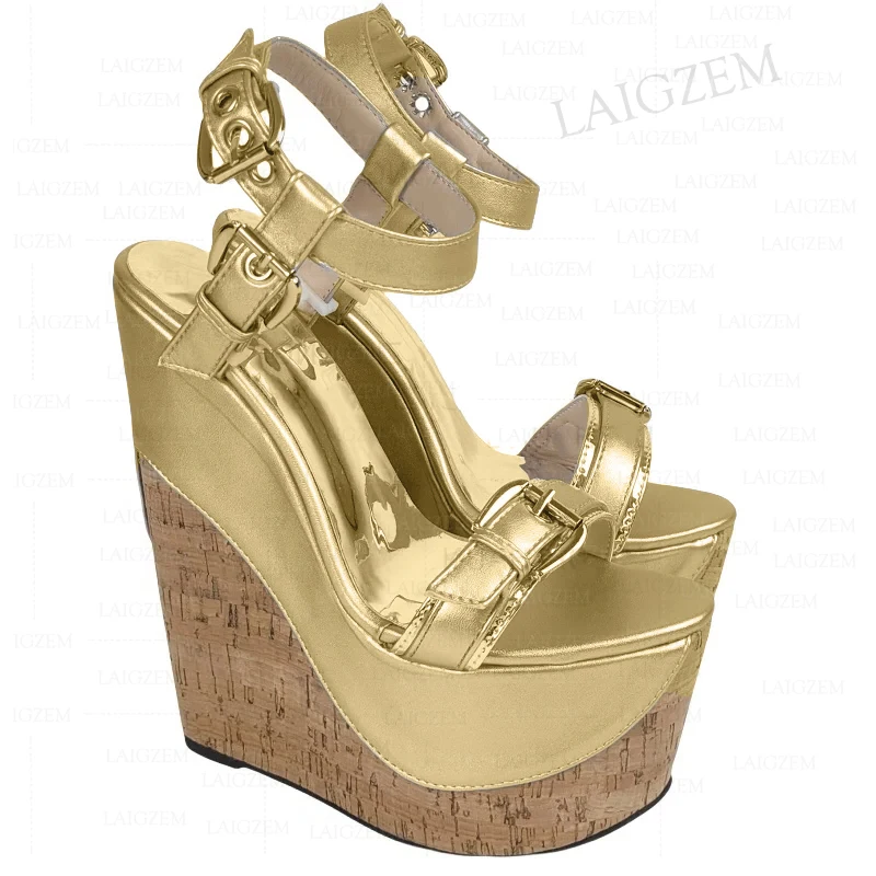 ZHIMA sandali da donna zeppa con plateau 17CM décolleté con tacco alto cinturini con fibbia a punta aperta scarpe da donna fatte a mano donna taglia