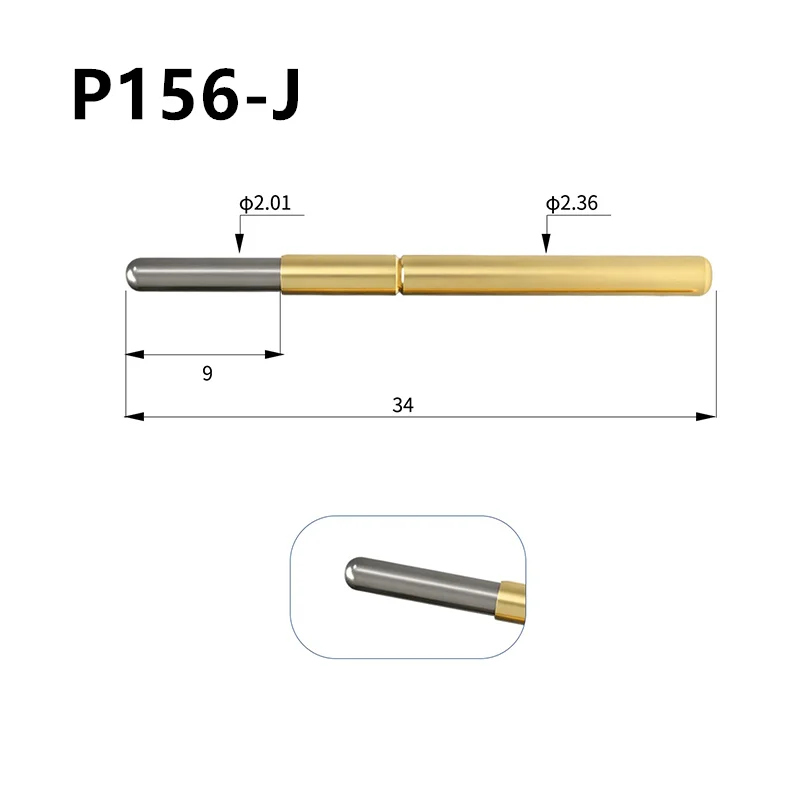 100PCS/pack P156-J1 Small Round Head Spring Test Probe Needle Tube Outer Diameter 2.36mm Length 34mm PCB Pogo Pin