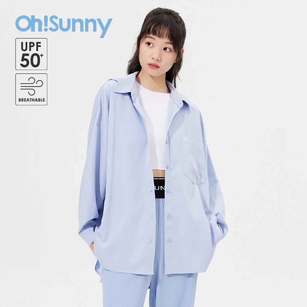 OhSunny Outdoor Anti-UV Thin Breathable Sunscreen Coats Hooded Sun Protection Clothes Solid Loose Long Sleeve For Beach Trip