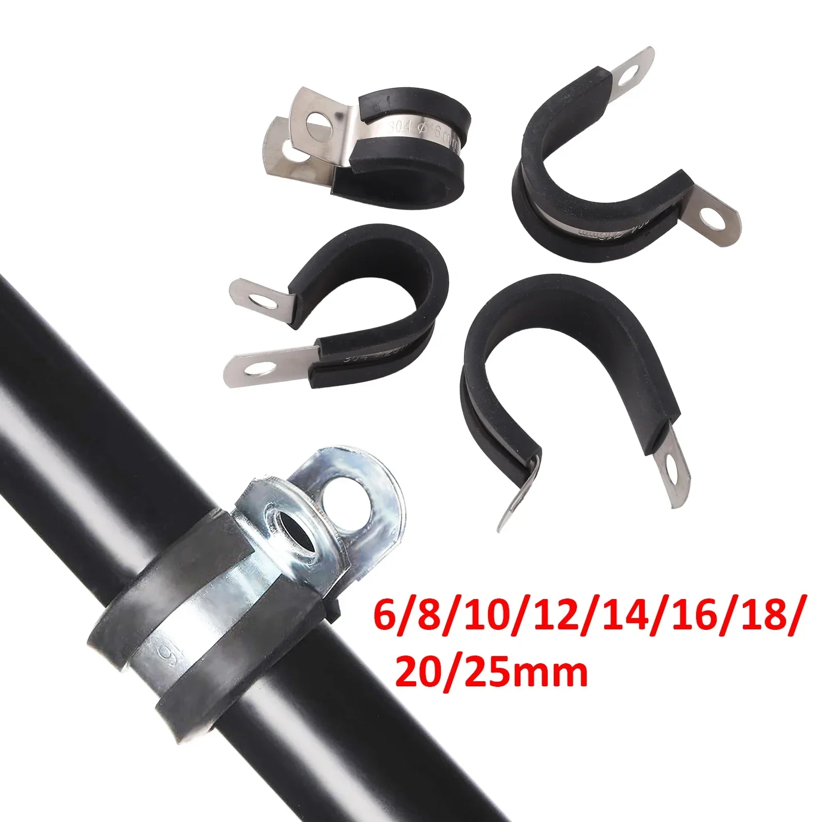 5 stücke R-typ Rohr Klemme Gummi Gefüttert P Clips Kabel Montage Schlauch Rohr Klemme Schlauch Klemme Feste Klemme Rohr halterung Hohe Qualität