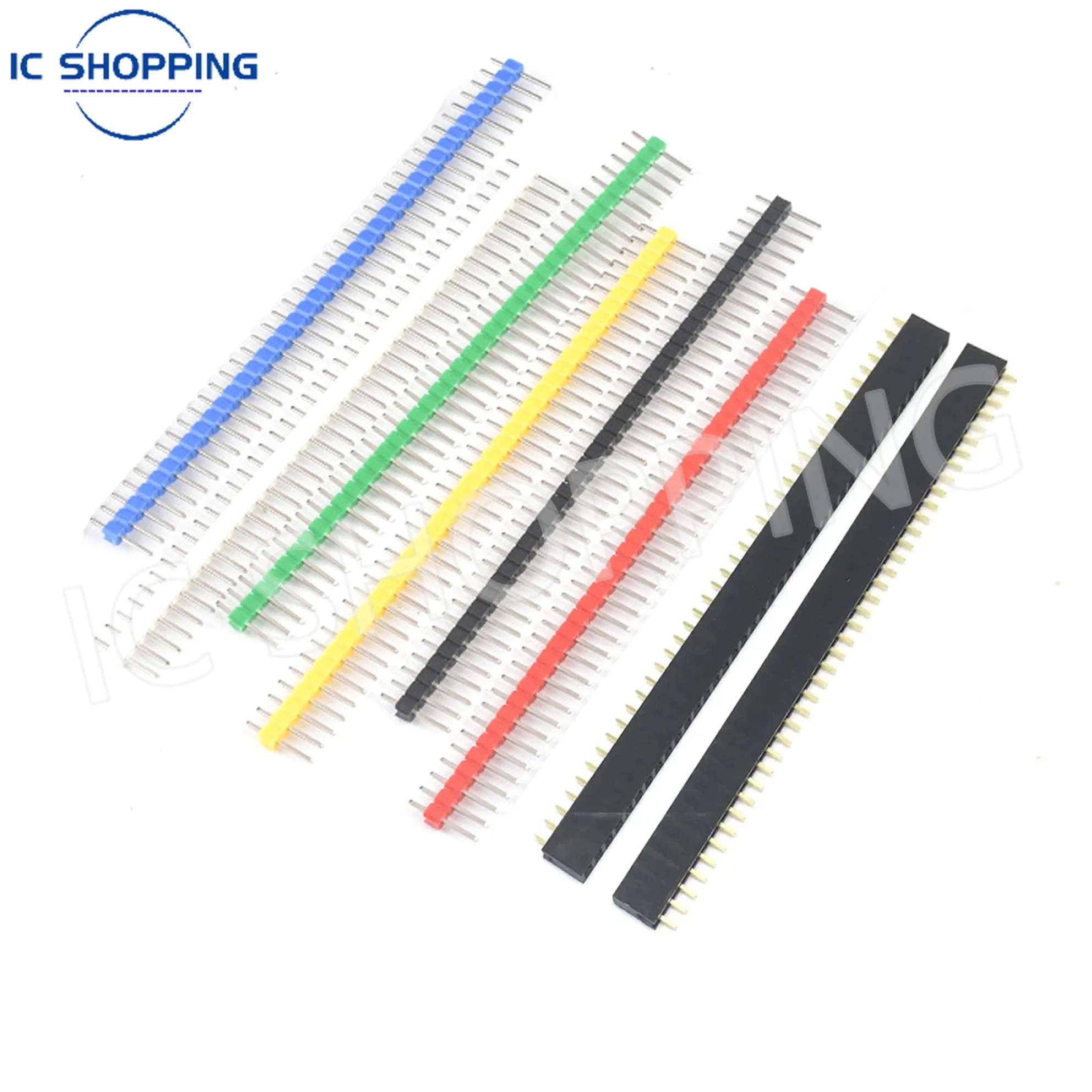 10pcs Jst Connector Strip 40Pin 1x40 Single Row Male and Female 2.54 Breakable Pin Header Connector Strip for Arduino Black