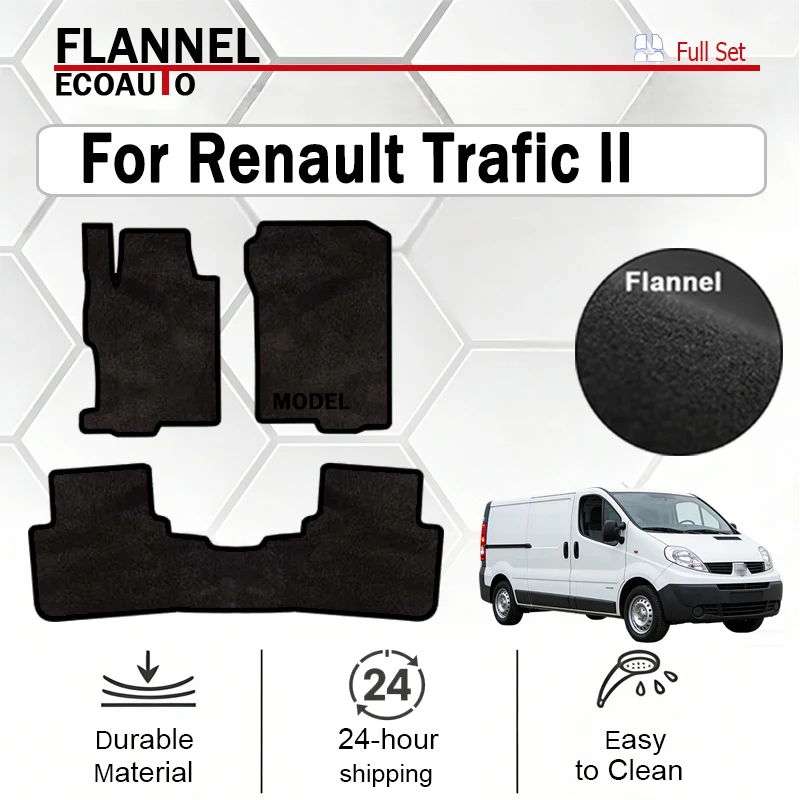 

ECOAUTO Velour rugs set for Renault Trafic II delivery (2001 2002 2003 2004 2005 2006 2007 2008-2014) -Black