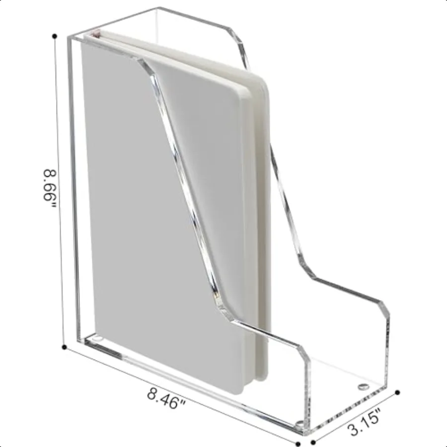 SANRUI Confezione da 2 Portadocumenti per riviste in acrilico Portadocumenti verticale Organizzatore da scrivania Organizzatore per cartelle trasparente Portadocumenti per