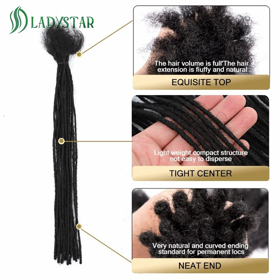 Extensions de dreadlock 0.2 cheveux humains pour hommes, femmes et enfants, microlocs, entièrement faites à la main, en continu, 100% cm