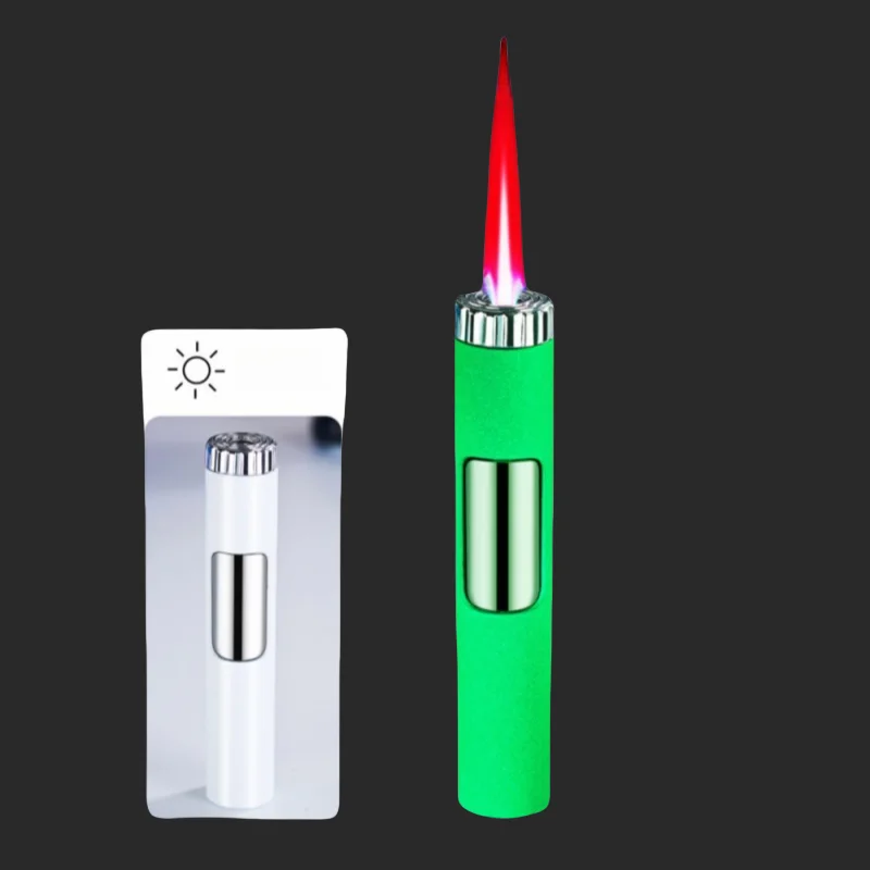 New Metal Inflatable Lighter Mini Windproof Jet Red Flame Gradient Rotating Decompression Portable Lighter Men's Gift