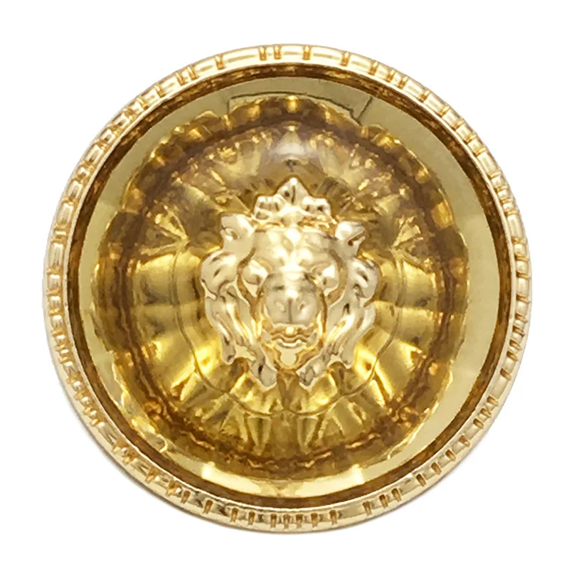 10pcs/lot Luxury Round Colourful Lion Head Buttons Metal Transparent Resin Dual Material Buttons for Trench Coat Jeans Jacket