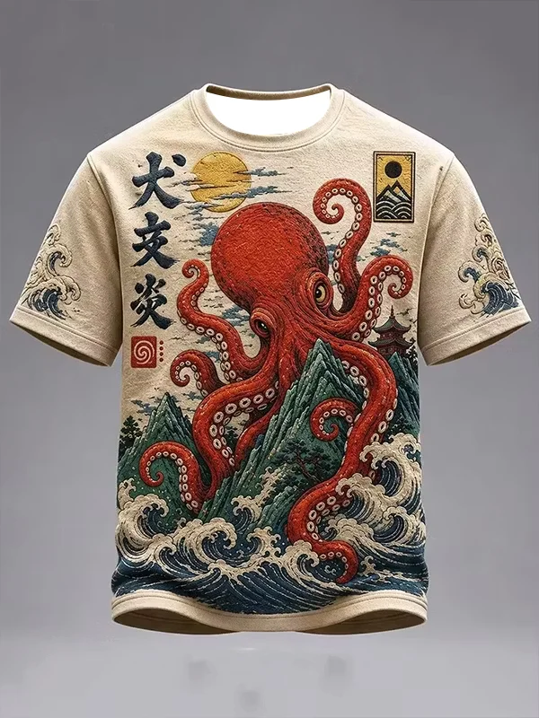 2027 Summer New Design Japanese Traditional Culture Sport Shirt 3D Printed Absorbent Quick-Drying Family Version T-Shirt Top
