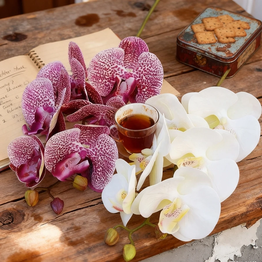 

Artificial Flower 1 Bundle Butterfly Orchid Home Room Table Decor Wedding Delicate Bouquet Flower DIY Pretty Christmas Accessory