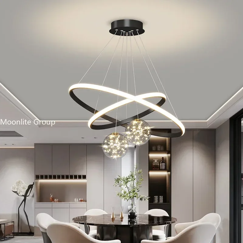 الذهبي قلادة عصابة أضواء الشمال الفاخرة الزجاج حلقة الثريا مطعم غرفة المعيشة ضوء الإضاءة المنزلية الحديثة Hanglamp #5