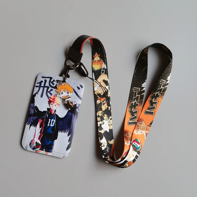 Anime Haikyuu Card Holder PVC Cards Protective Covering with Lanyard Cartoon Key Accessories Pendant Decoration Student Gift Toy - view 2