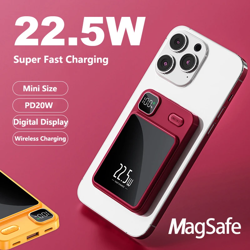 

15W Magnetic Wireless Charger Power Bank 20000mAh 22.5W Fast Charging for iPhone 15 14 13 12 Samsung S23 Huawei Xiaomi Powerbank