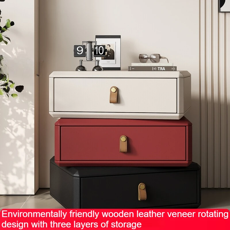 

Solid ＷoodＮightstand Rotating Modern White Drawer Nordic Hotel Bedside Table Small Storage Mesitas De Noche Bedroom Furniture