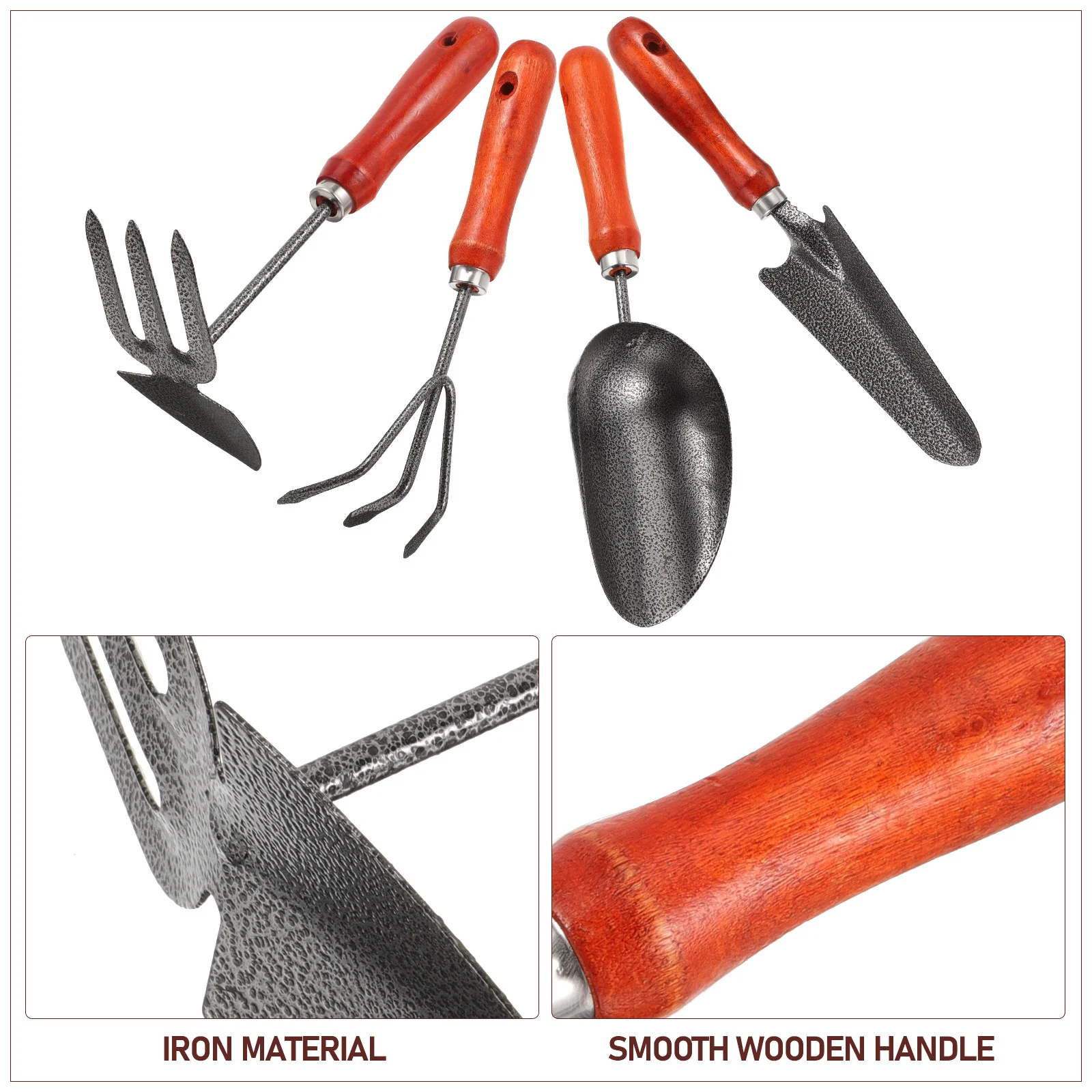 

1 set 1 Set Garden Tools Set Wooden Handle For Planting Digging Transplanting Weeding Flower Soil Hand Shovel Rake Trowel Kit