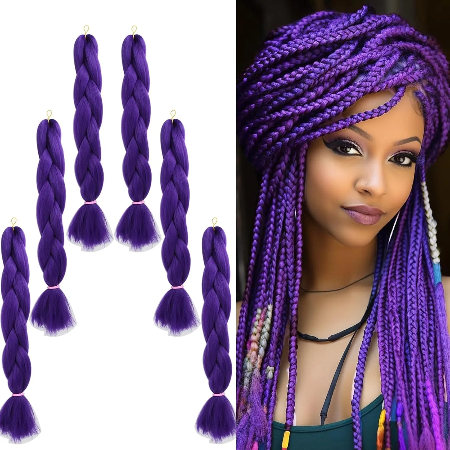 

Synthetic Jumbo Braiding Hair Braids Hair Extensions with Glitter Braiding Flosius for Twist Crochet Weave Braid Hair 24 Inches