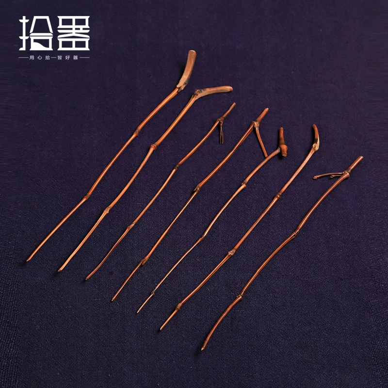 Natural old bamboo tea needle tea dip handmade bamboo branch tea steak tea cone two-piece tea ceremony set six gentleman spare p