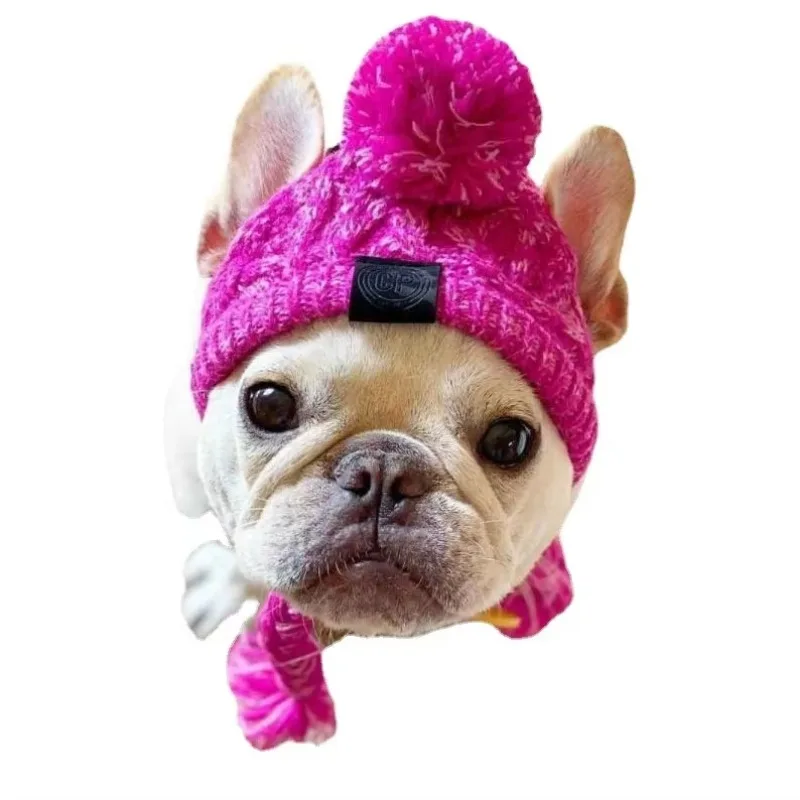 Warm Knitted Dog Hat, Cozy Pet Headgear for Cold Weather, Pug and French Bulldog, Winter