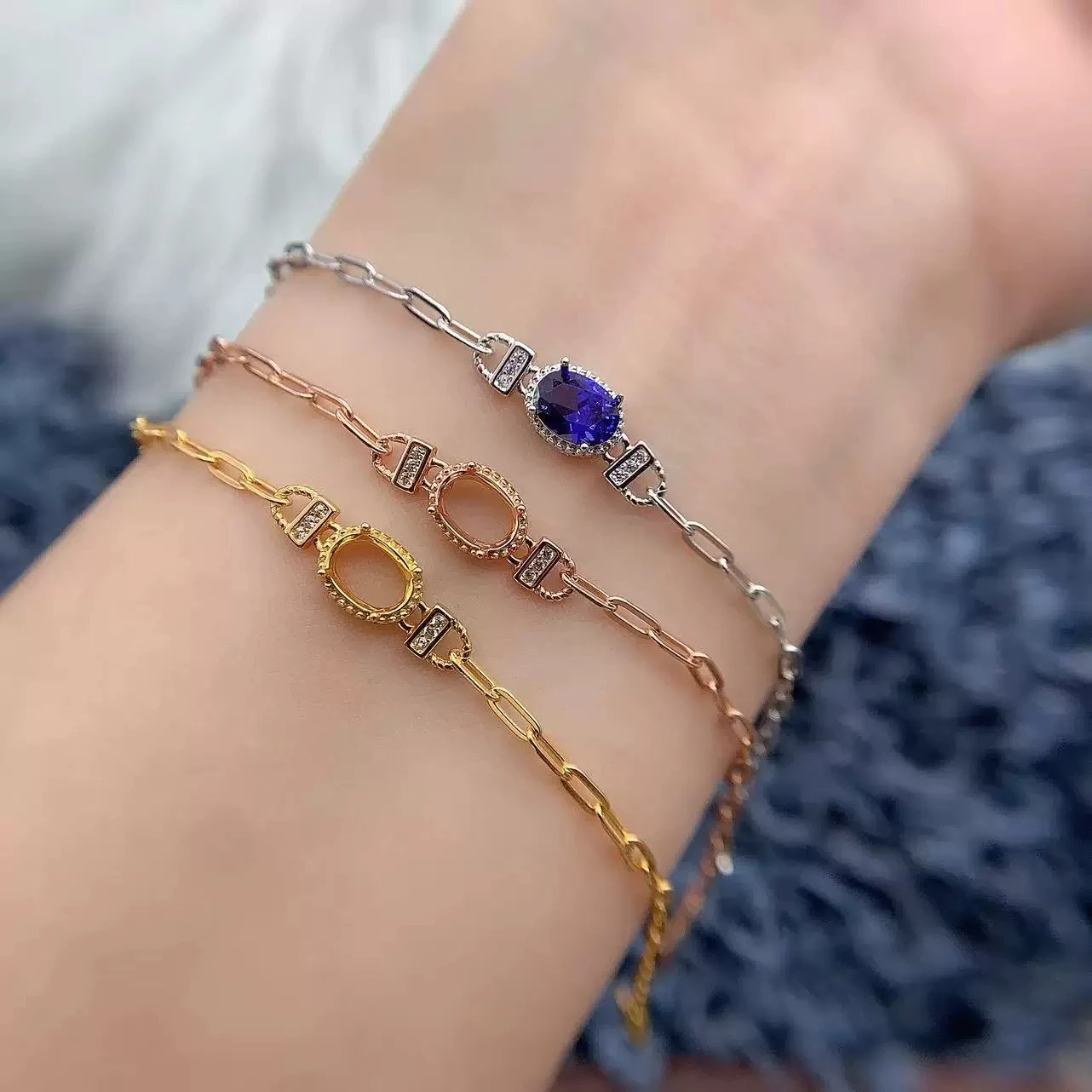 

MeiBaPJ Inlay Oval 5*7mm Stone S925 Sterling Silver DIY For Women Gift Bracelet Setting Versatile Luxury Free Delivery Wholesale