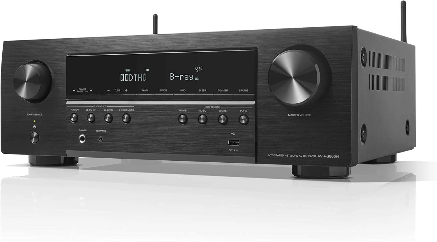 

AVR-S660H 5.2 Ch AVR - 75 W/Ch, Advanced 8K Upscaling, 3D Audio - Dolby TrueHD, DTS:HD Master & More, Wireless