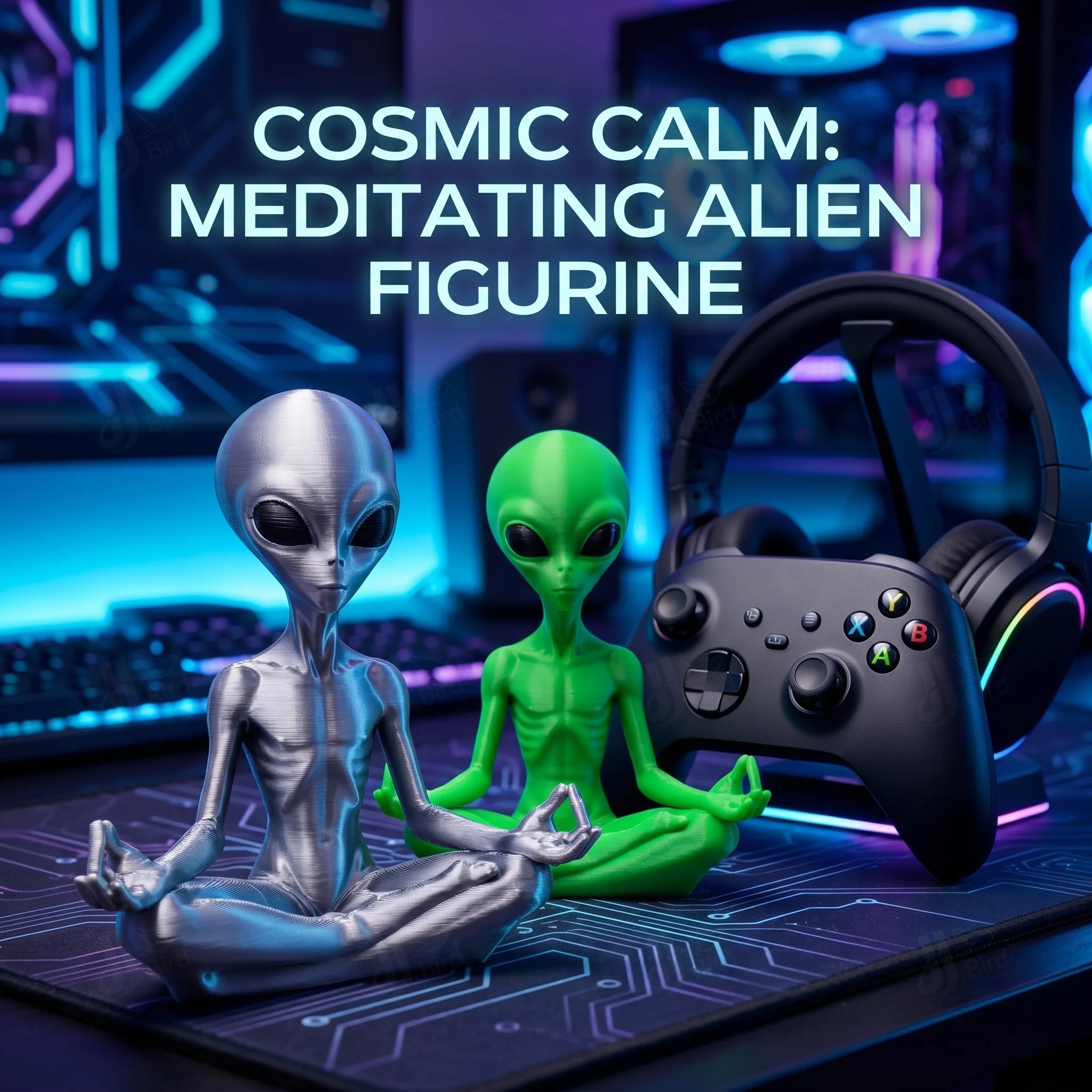 Meditierender Alien-Schmuck, Sci-Fi-Stil, Sammlerfigur, Schreibtisch-Dekoration, Kreative Skulptur