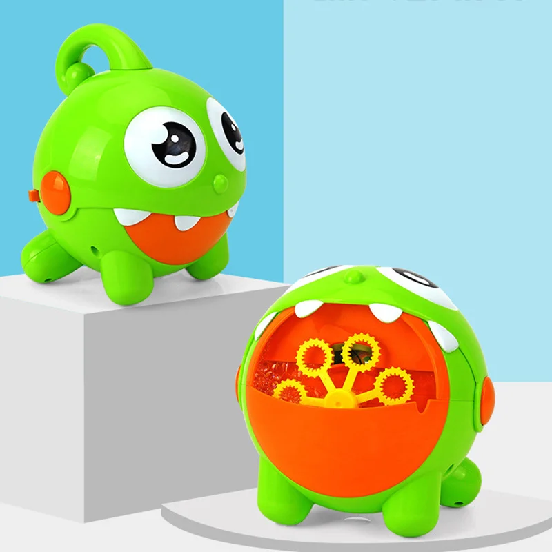 Automatische Seifenblasenmaschine, kabellos, Cartoon-förmiger Seifenblasenhersteller und Gebläse, wiederaufladbares USB-Babybadespielzeug für Kinder