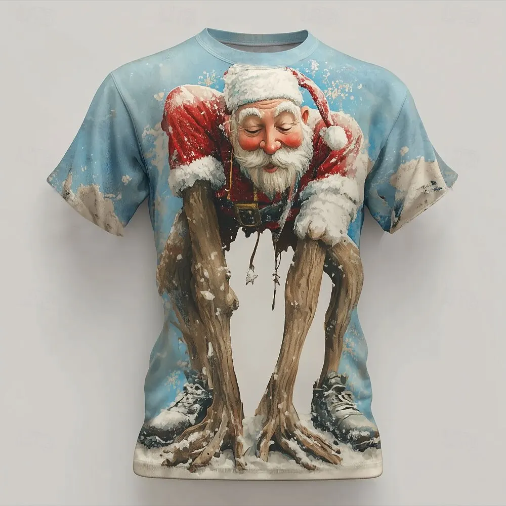 

Christmas Zombies Graphic Men's T-Shirt 3D Print Creative Personality Christmas Theme Tees Loose Round Neck Short Sleeve Clothes