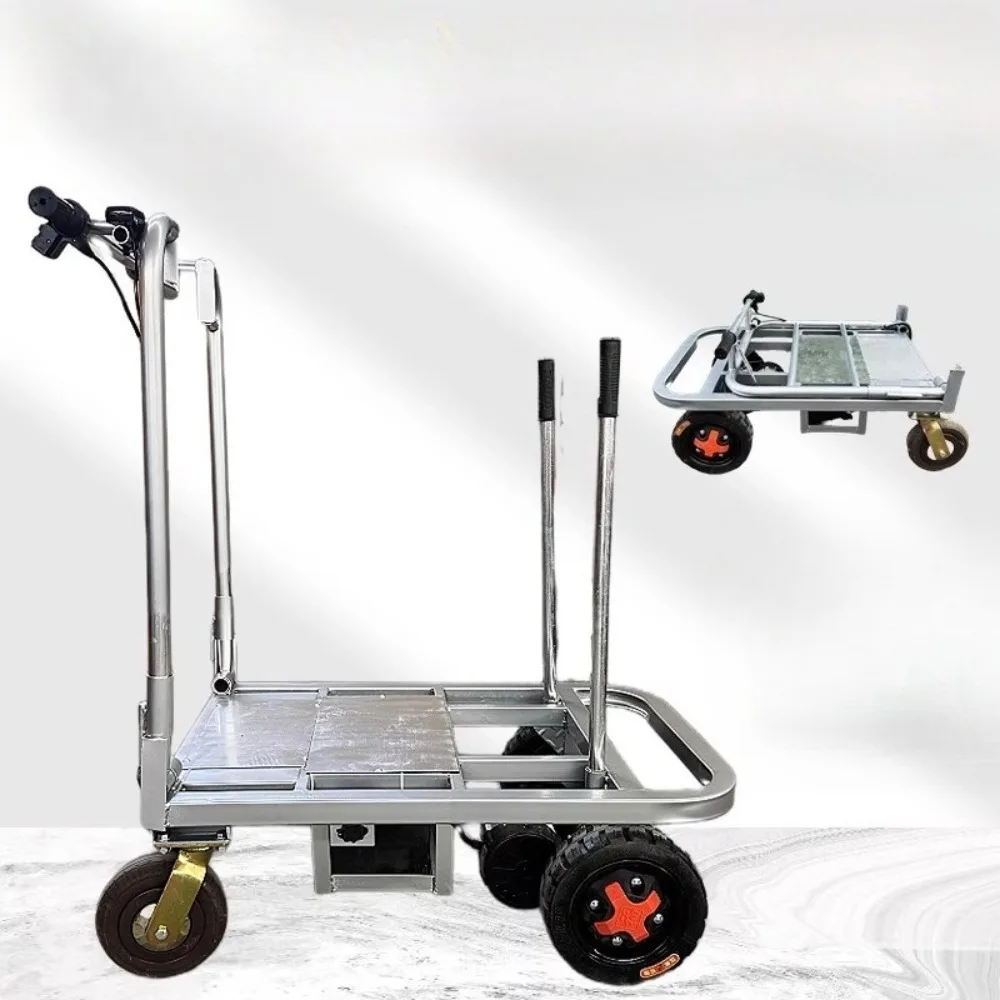 Electric flatbed trolley for pulling tiles, sand, cement transporter, decoration into the elevator, foldable trolley