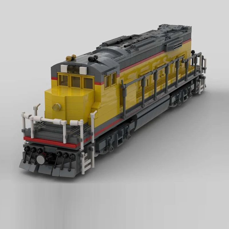 Model Mobil Kota MOC Batu Bata Bangunan Lokomotif Diesel GP38 Kereta Api Teknologi Modular Hadiah Liburan Rakitan Mainan Anak-anak