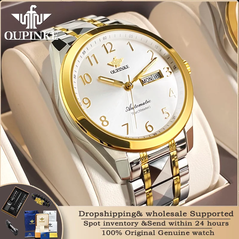 

OUPINKE 3228 Luxury Men Watch Top Brand Imported Movement Men Automatic Mechanical Watch Fashion Tungsten Steel Waterproof Watch