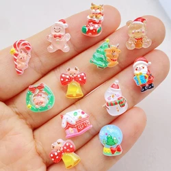 50pcs Resin Mini Colorful Christmas Snowman Tree Santa Claus Bear Flat back Rhinestones Figurine Nails Art DIY Scrapbook Crafts
