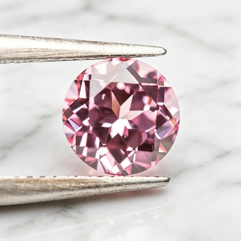 Hochwertiger Laborgezüchteter Saphir in Sonnenuntergangs-Rosa, Runde Form, Edelstein für Charms, Schmuck, Ringe, Ohrringe, mit Wählbarem Zertifikat – Detail 5