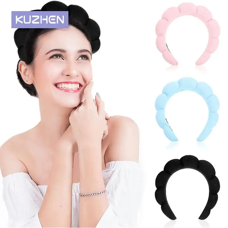 Fashion Sponge Headband for Women Girls Puffy Hair Band Makeup Bubble Retro Terry Cloth Headbands Hair Accessories Headwear