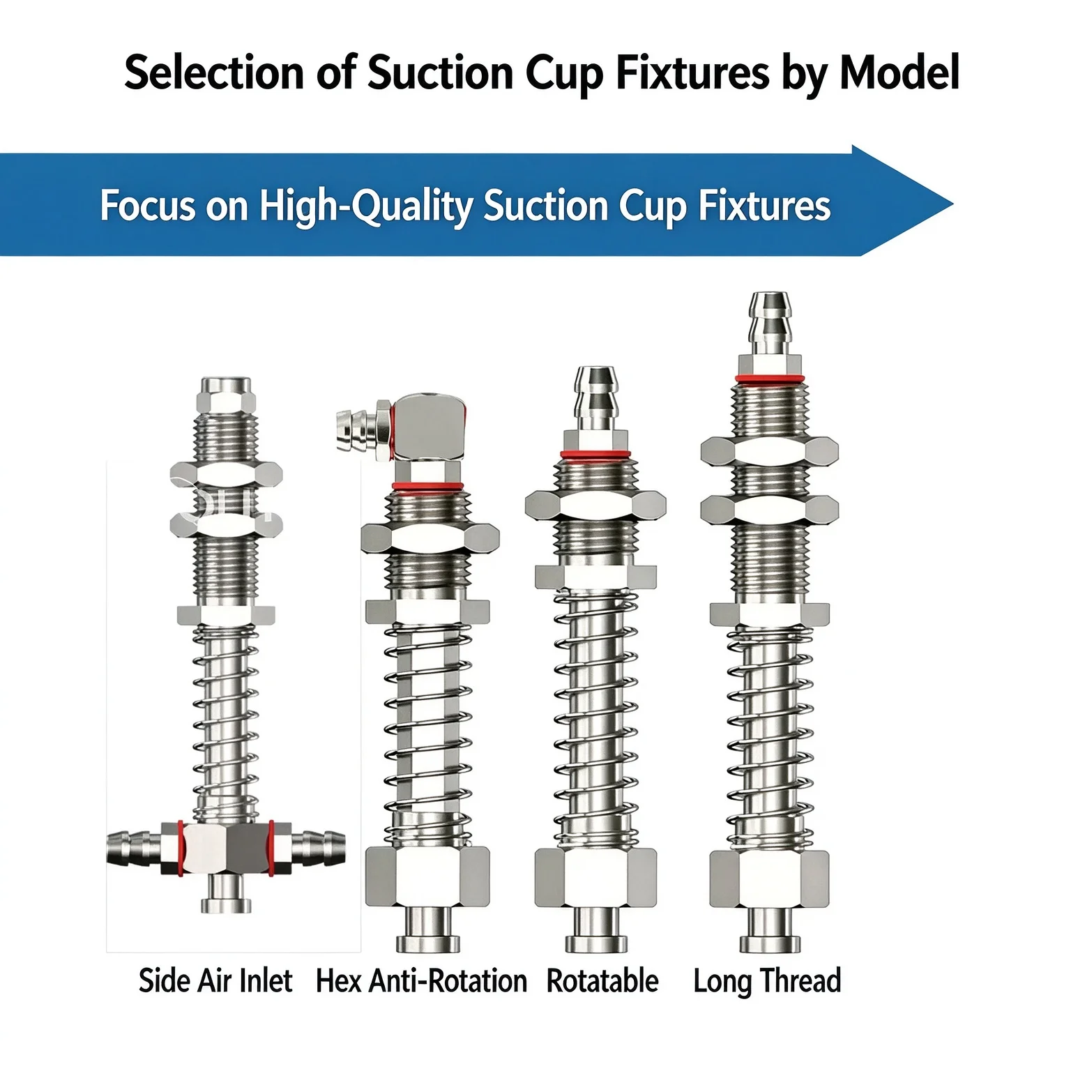 M12/M10 Teeth T-Shaped External Spring Buffer Hardware Sucker Rod for Automation Robot Industrial Vacuum Small Head Suction Cups