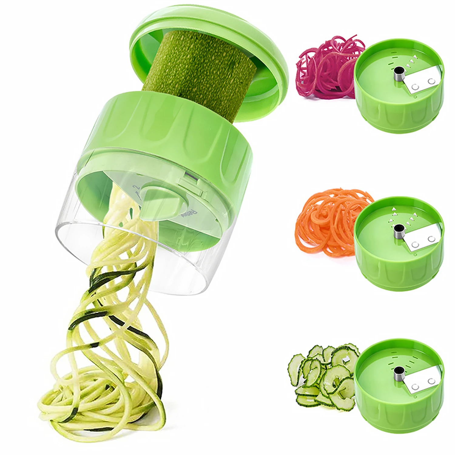 Handheld Spiralizer Vegetable Fruit Slicer 3 in 1 Zucchini Pasta, Noodle, Spaghetti Maker Spiral Cutter Salad Tools