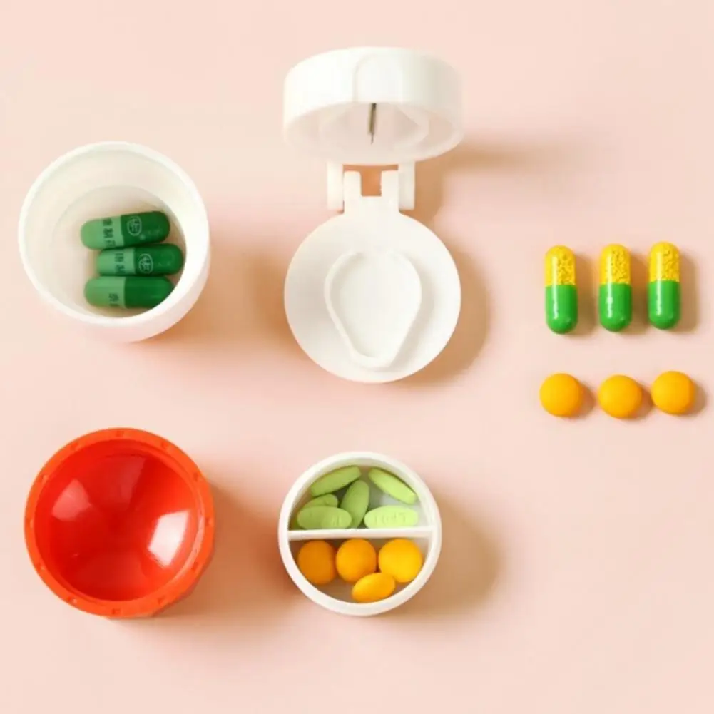 4 In 1 Portable Pill Case Medicine Splitter Compact Medicine Organizer for Daily Use Medicine Splitter Box Storage Pill Crusher
