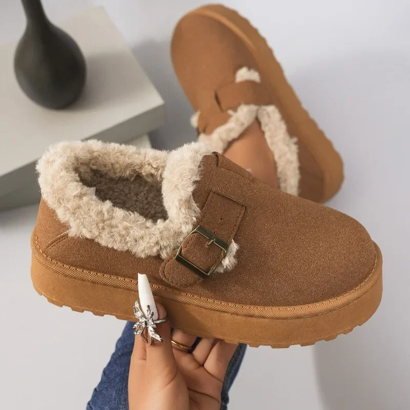 جديد الشتاء أحذية نسائية أفخم موضة ريترو فول أحذية القطن المرأة شقة وحيد النعال منصة أحذية النساء #5