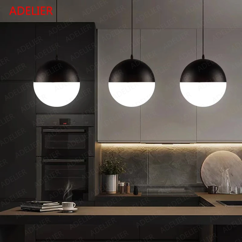 Imagem -03 - Nordic Glass Ball Pendant Lights Lâmpadas Penduradas Led Luminárias Pretas Fit para Cozinha Sala de Estar Quarto Loft 15 cm 20cm