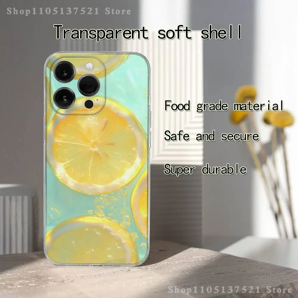 

Fruit Lemon Phone Case For iPhone 17,16,15,14,13,12,11 Pro,Max,Plus,X,XS,XR,SE4,E Mini Transparent Soft Cover